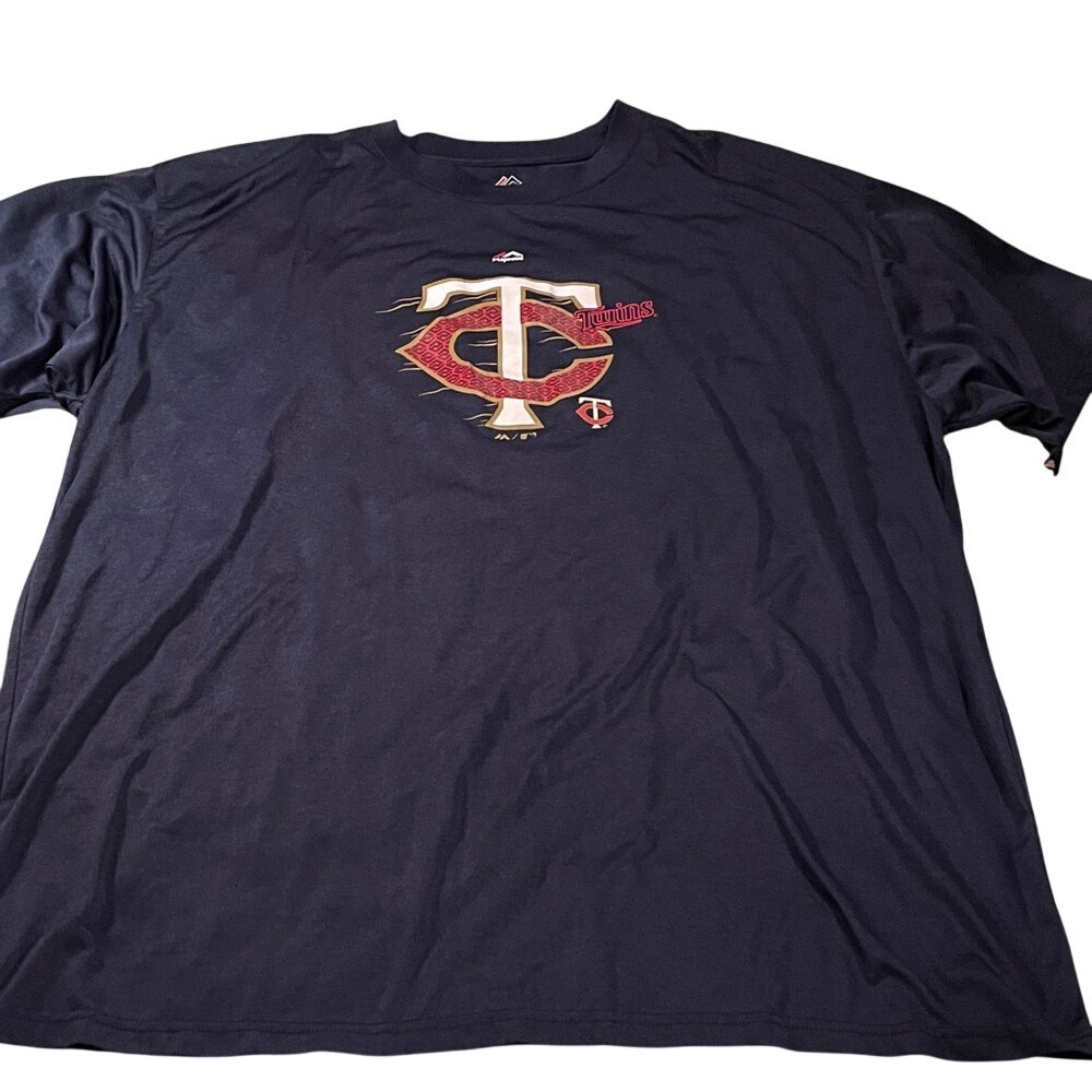 Majestic Minnesota Twins MLB Navy Blue Graphic T-Shirt Mens 3XL Performance Tee